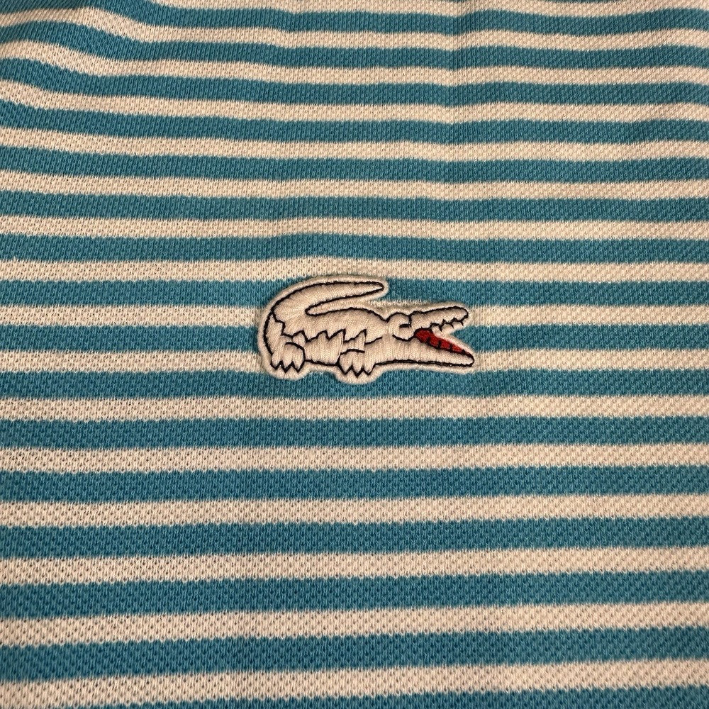 Lacoste Sport Polo Shirt Mens Large 5 Blue Striped Roland Garros Paris Golf - Picture 4 of 7
